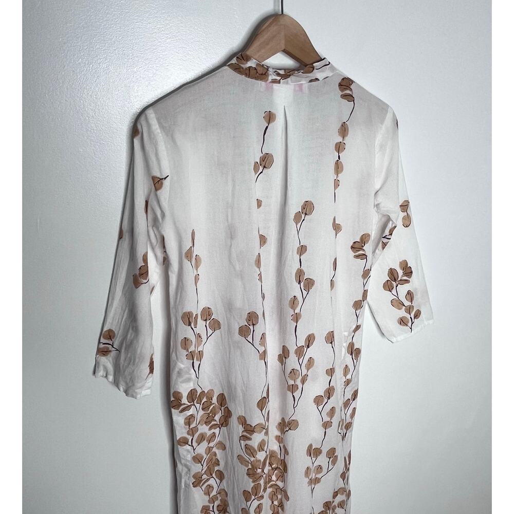 Tuckernuck Ro’s Garden Clorinda Kaftan Dress Leaf Sand Cotton XS Boho Midi - Picture 9 of 13
